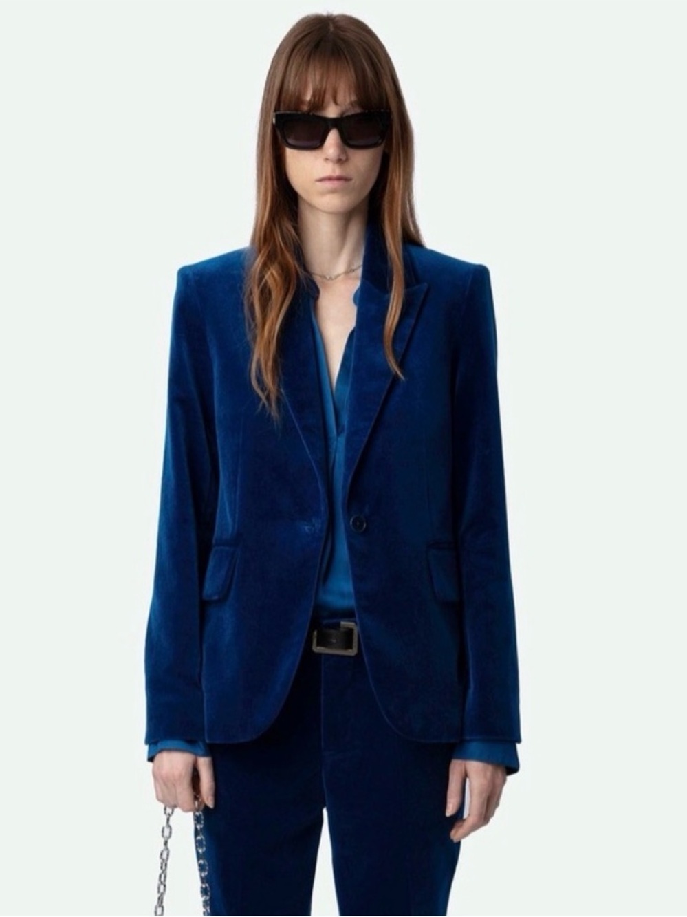 Zadig & Voltaire Navy Velvet Blazer sz 36 - Picture 2 of 10